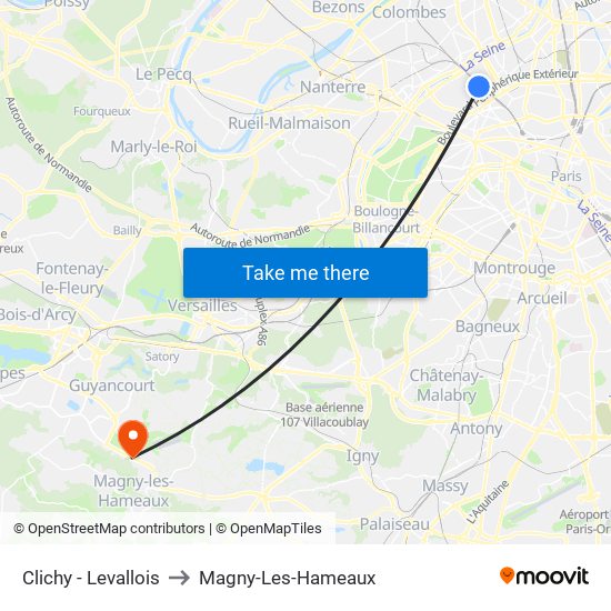 Clichy - Levallois to Magny-Les-Hameaux map
