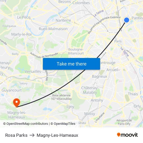 Rosa Parks to Magny-Les-Hameaux map