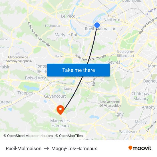 Rueil-Malmaison to Magny-Les-Hameaux map