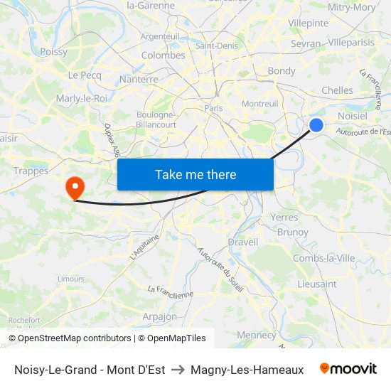 Noisy-Le-Grand - Mont D'Est to Magny-Les-Hameaux map