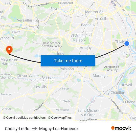 Choisy-Le-Roi to Magny-Les-Hameaux map