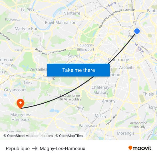 République to Magny-Les-Hameaux map