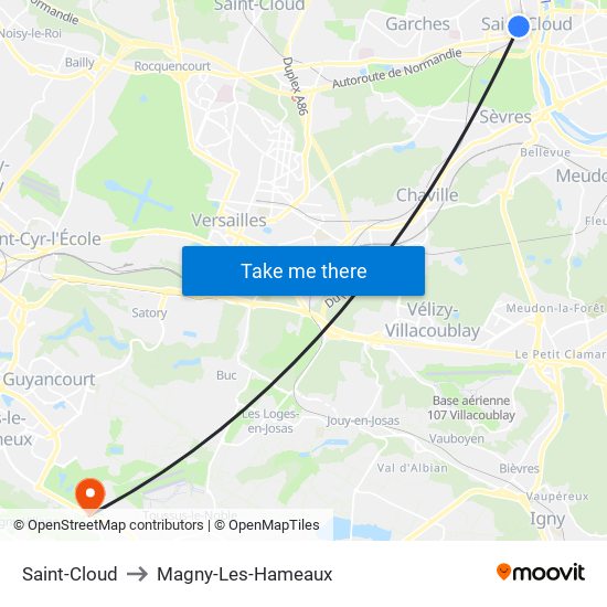 Saint-Cloud to Magny-Les-Hameaux map