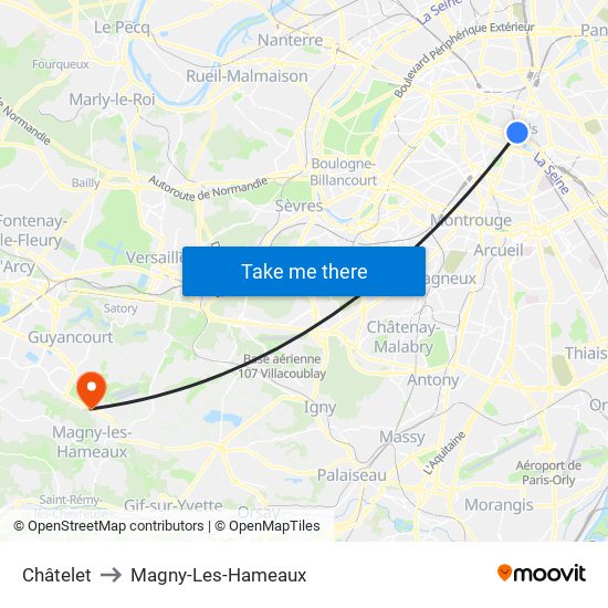 Châtelet to Magny-Les-Hameaux map