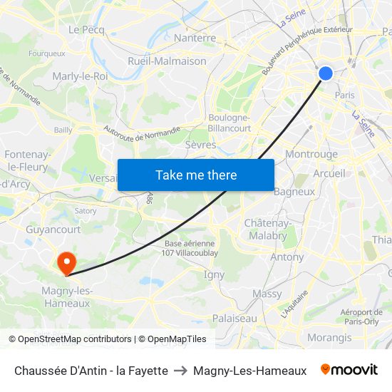 Chaussée D'Antin - la Fayette to Magny-Les-Hameaux map