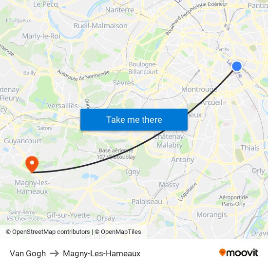 Van Gogh to Magny-Les-Hameaux map