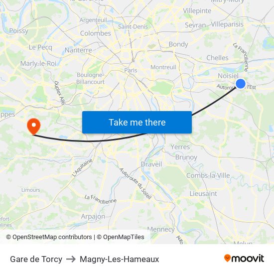 Gare de Torcy to Magny-Les-Hameaux map
