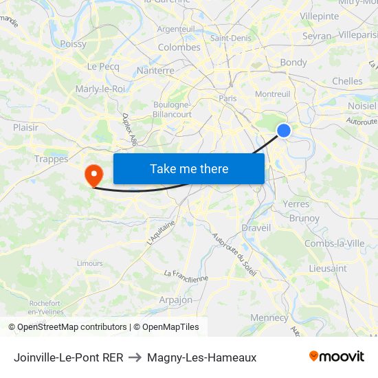 Joinville-Le-Pont RER to Magny-Les-Hameaux map