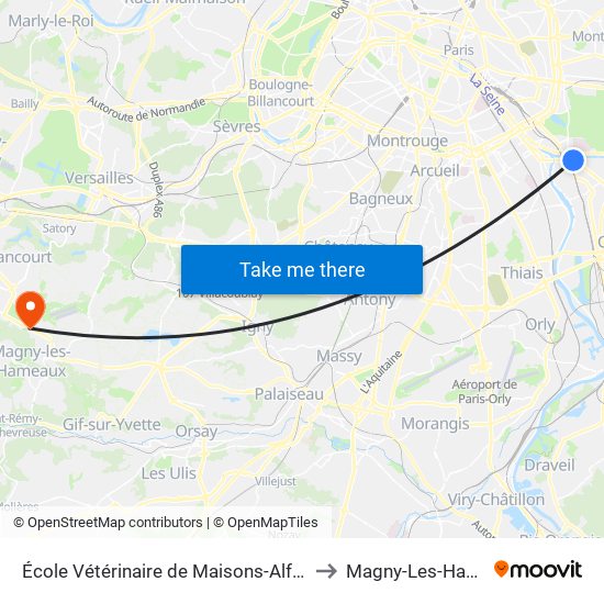 École Vétérinaire de Maisons-Alfort - Métro to Magny-Les-Hameaux map