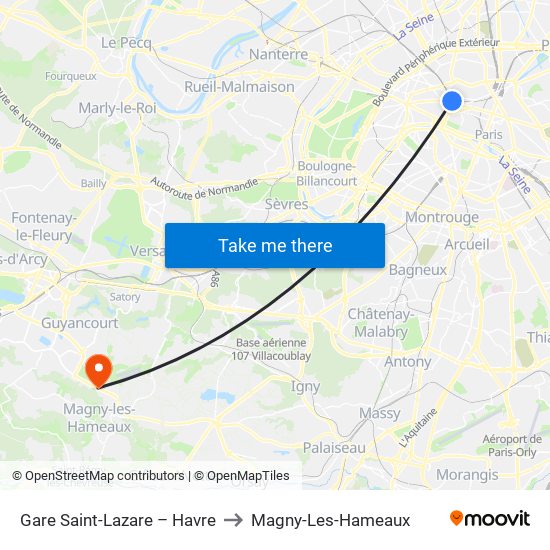 Gare Saint-Lazare – Havre to Magny-Les-Hameaux map