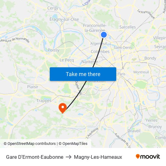 Gare D'Ermont-Eaubonne to Magny-Les-Hameaux map