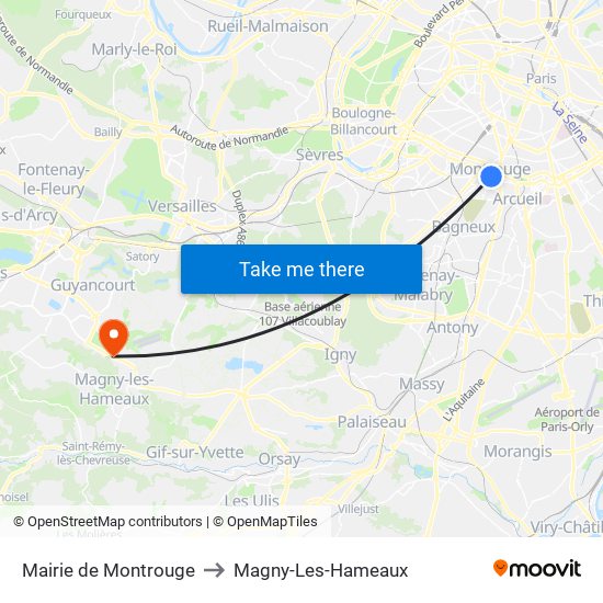 Mairie de Montrouge to Magny-Les-Hameaux map