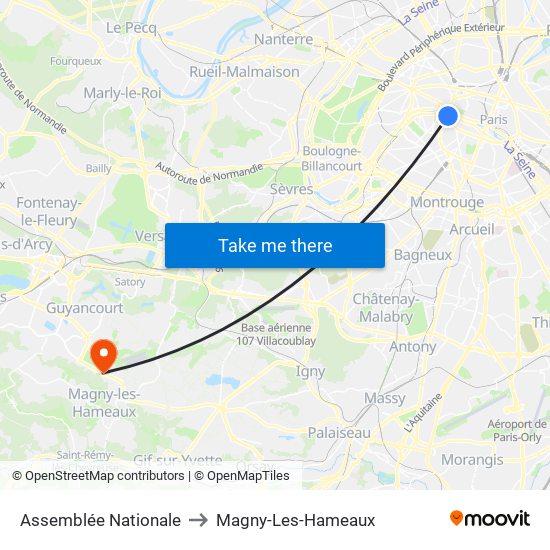 Assemblée Nationale to Magny-Les-Hameaux map