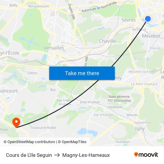 Cours de L'Ile Seguin to Magny-Les-Hameaux map