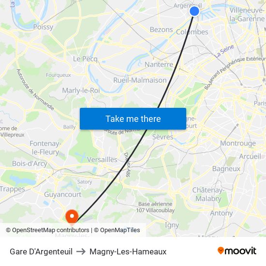 Gare D'Argenteuil to Magny-Les-Hameaux map