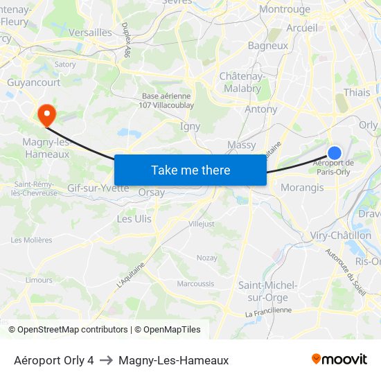 Aéroport Orly 4 to Magny-Les-Hameaux map