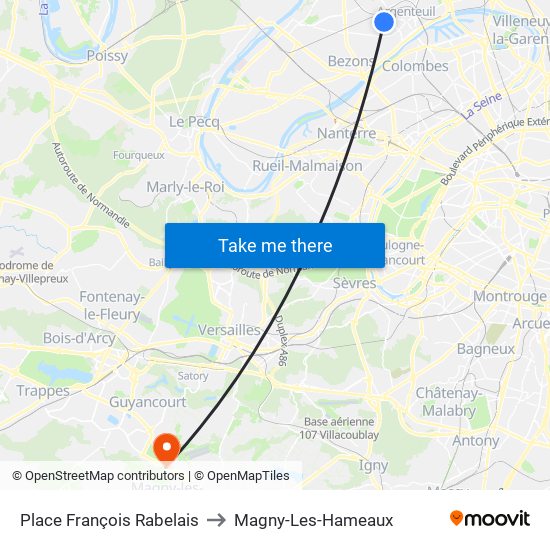 Place François Rabelais to Magny-Les-Hameaux map