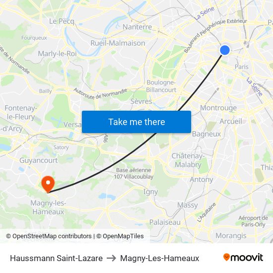 Haussmann Saint-Lazare to Magny-Les-Hameaux map