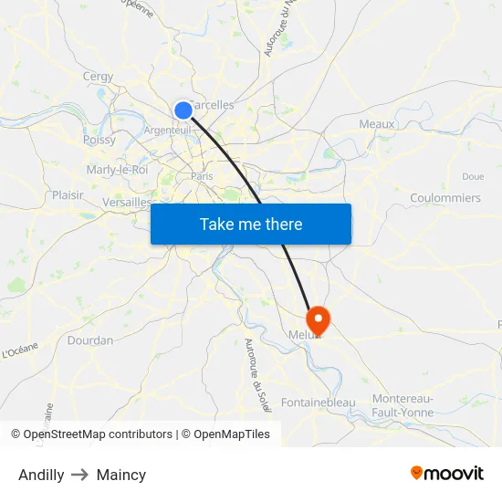 Andilly to Maincy map