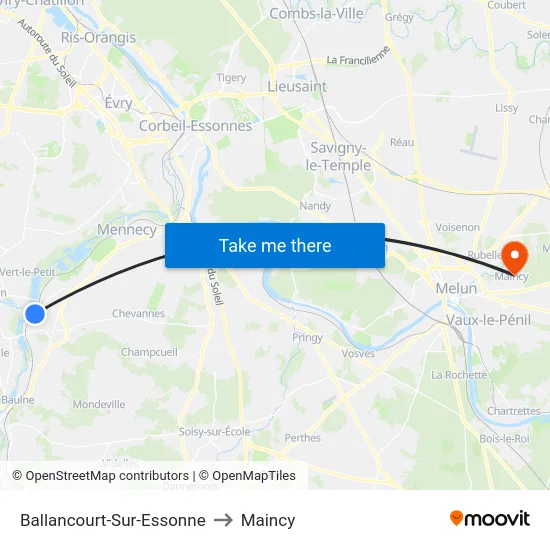 Ballancourt-Sur-Essonne to Maincy map