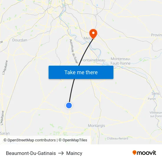 Beaumont-Du-Gatinais to Maincy map