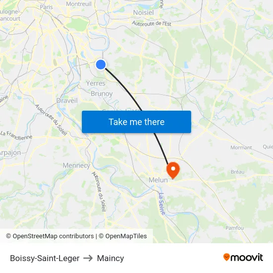Boissy-Saint-Leger to Maincy map