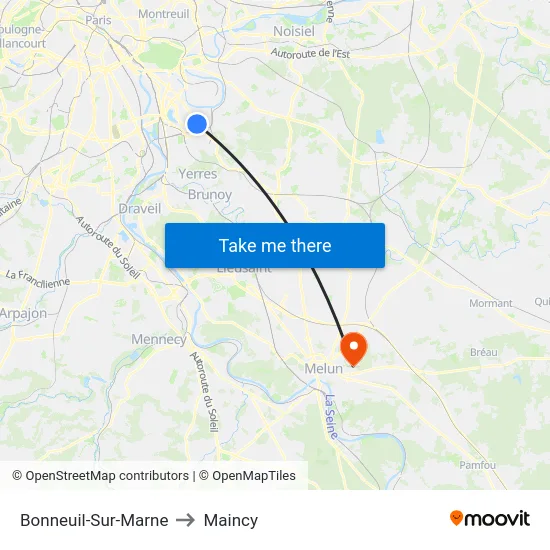 Bonneuil-Sur-Marne to Maincy map
