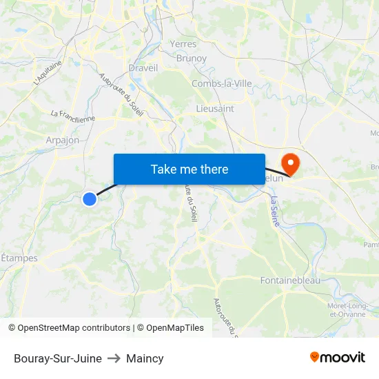 Bouray-Sur-Juine to Maincy map