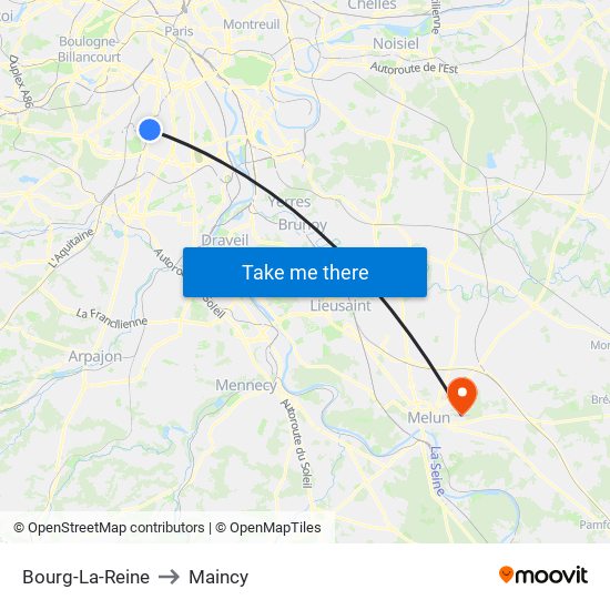 Bourg-La-Reine to Maincy map