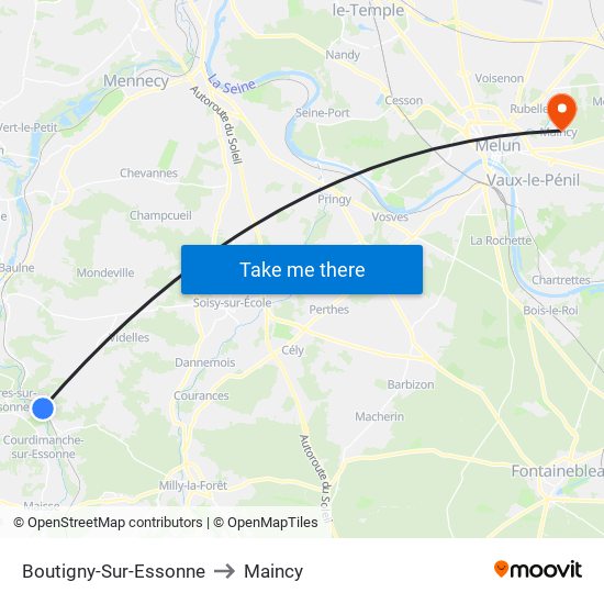 Boutigny-Sur-Essonne to Maincy map