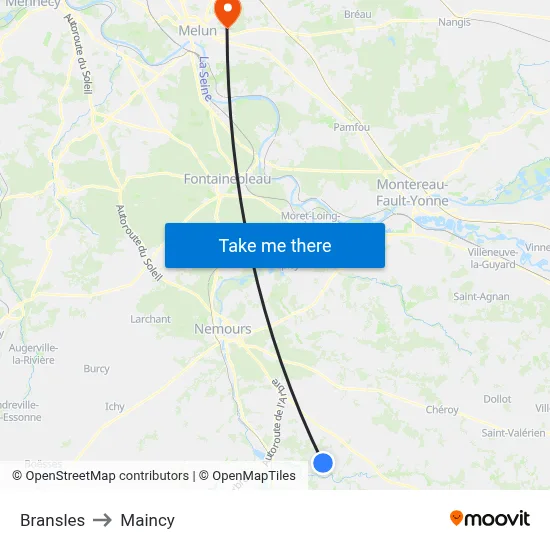 Bransles to Maincy map