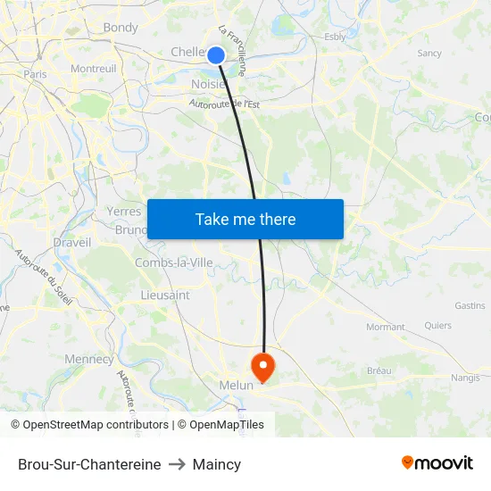 Brou-Sur-Chantereine to Maincy map