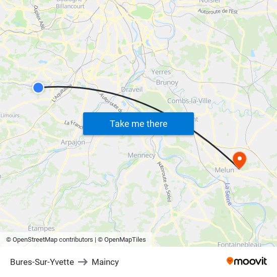 Bures-Sur-Yvette to Maincy map