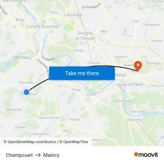 Champcueil to Maincy map