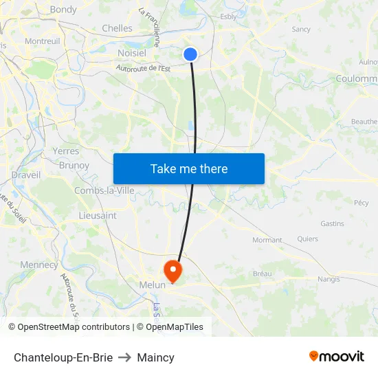 Chanteloup-En-Brie to Maincy map