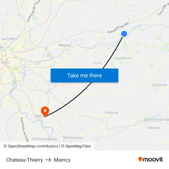 Chateau-Thierry to Maincy map