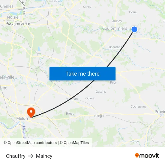 Chauffry to Maincy map