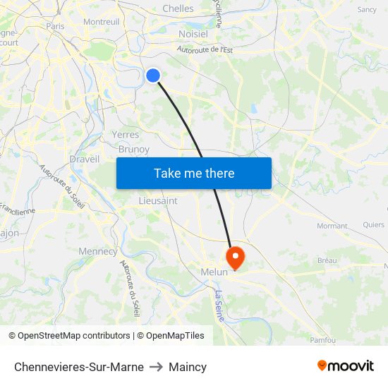 Chennevieres-Sur-Marne to Maincy map