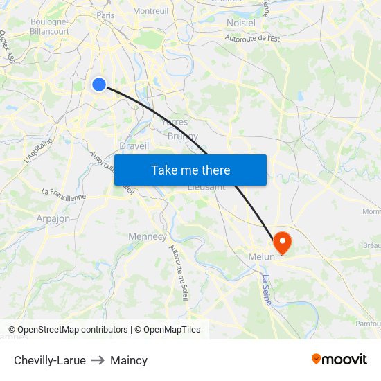Chevilly-Larue to Maincy map