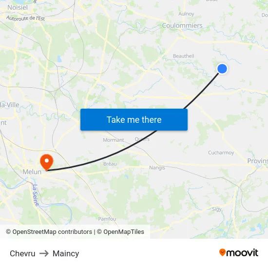 Chevru to Maincy map