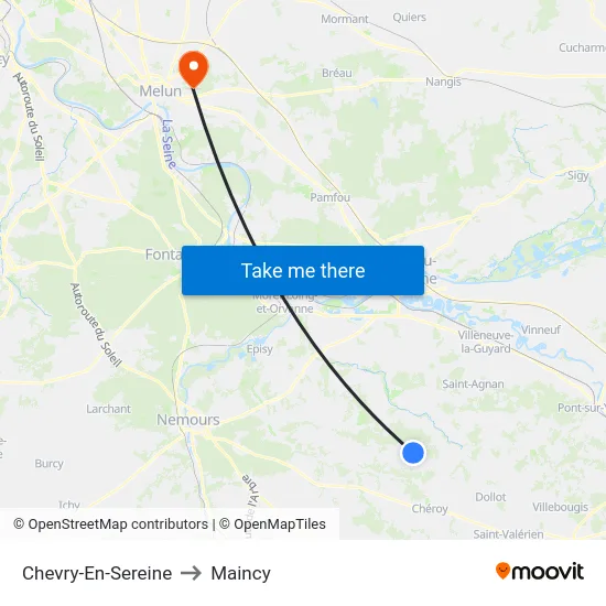 Chevry-En-Sereine to Maincy map