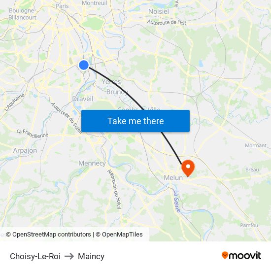 Choisy-Le-Roi to Maincy map