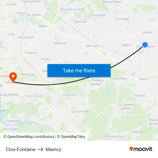 Clos-Fontaine to Maincy map