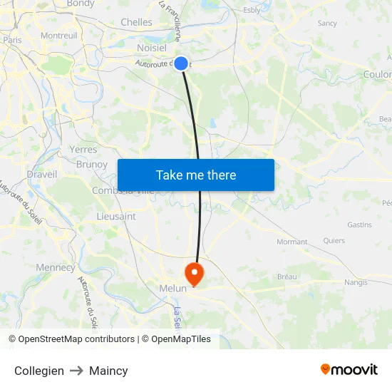 Collegien to Maincy map