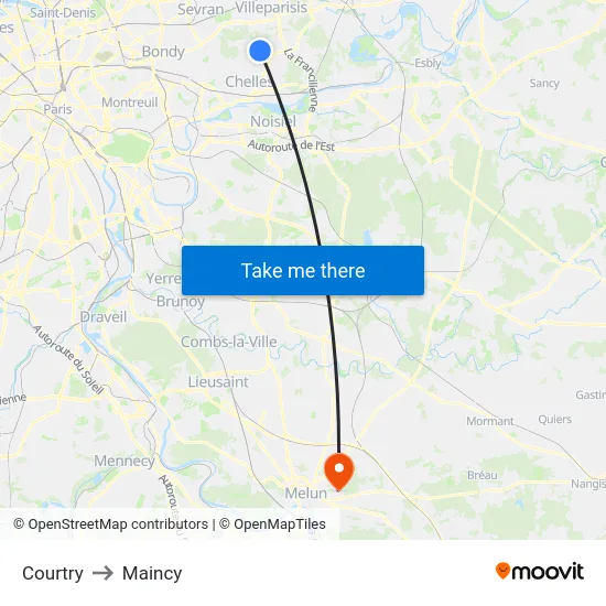 Courtry to Maincy map