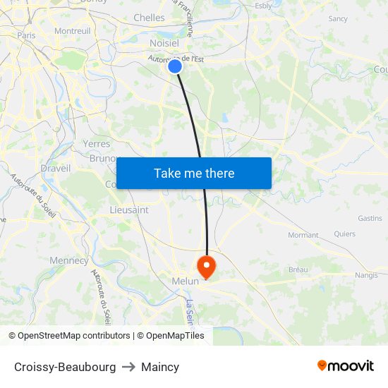 Croissy-Beaubourg to Maincy map