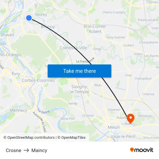 Crosne to Maincy map