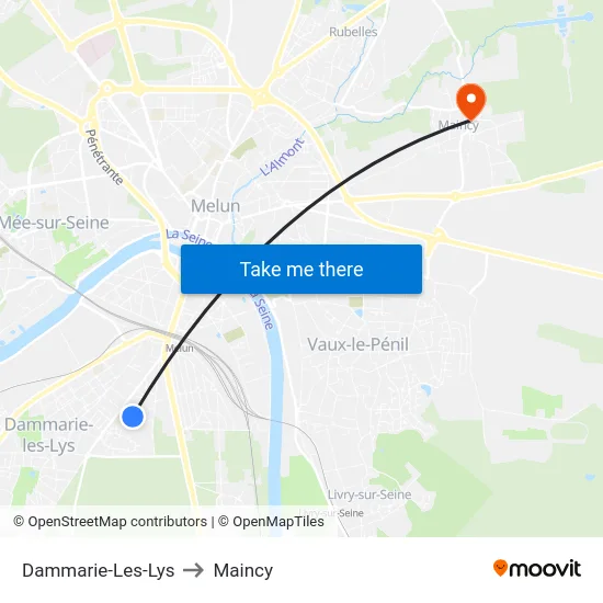 Dammarie-Les-Lys to Maincy map