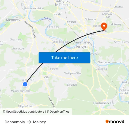 Dannemois to Maincy map