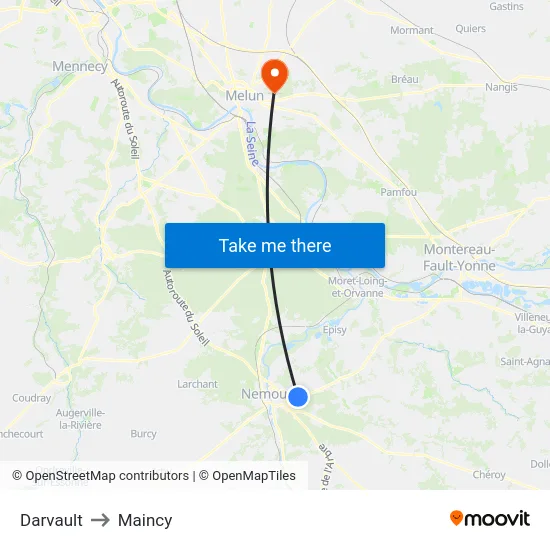 Darvault to Maincy map